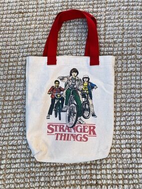 Stranger Things Canvas Tote with Red Handles